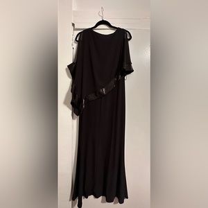 R&M Richards - Black open shoulder - beaded evening gown - 6